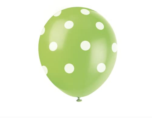 Lime Green Polka Dot Latex Balloons (30cm) Pack of 6 - Premium Quality, Perfect for Parties & Celebrations