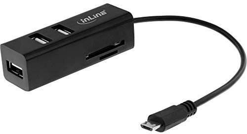 InLine 66775 OTG Card Reader und Hub mit 3 USB 2.0 Ports, für SD und microSD