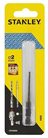 STANLEY STA50008-XJ - Broca HSS para metal, madera y plástico ø 2mm. Eje hexagonal