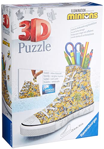 Ravensburger 3D Puzzle 11262 Sneaker Minions - Praktischer Stiftehalter - 108 Teile - Schreibtisch-Organizer für Kinder ab 8 Jahren