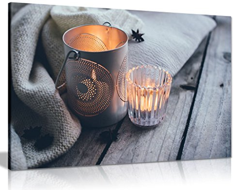 Rustic Home Decor Cosy Candlelights Canvas Wall Art Picture Print (36X24)