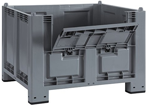 BRB Palettenbox mit Kommissionierklappe und 4 Füßen, lebensmittelecht, LxBxH 1200x800x850 mm