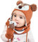 DORRISO Unisex-Baby Jungen Mädchen Mütze Schal Handschuh Set Niedlich Frühling Winter Herbst Beanie Strickmütze Warm Niedlich Klein Fuchs Wintermütze 1-6 Jahre alt Orange M