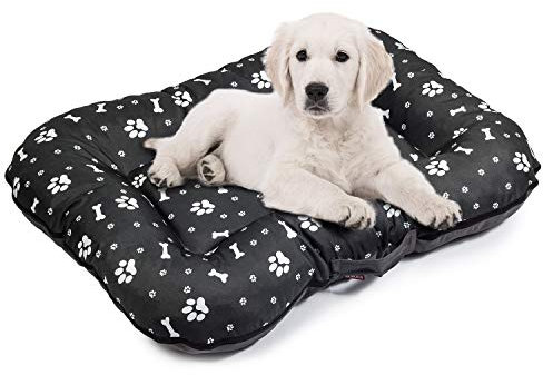 BOUTIQUE ZOO Hundebett - Wasserfest, Waschbar Hundematte aus Codura | In & Outdoor für große und riesige Hunde | Farbe: Schwarz mit Weiß Muster, Größe XXL: 120 x 90 cm