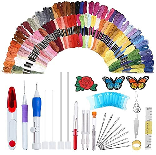 HEALLILY Magic Embroidery Pen Sticknadel-Set mit Stickfäden für Starthilfe, 136 Teile