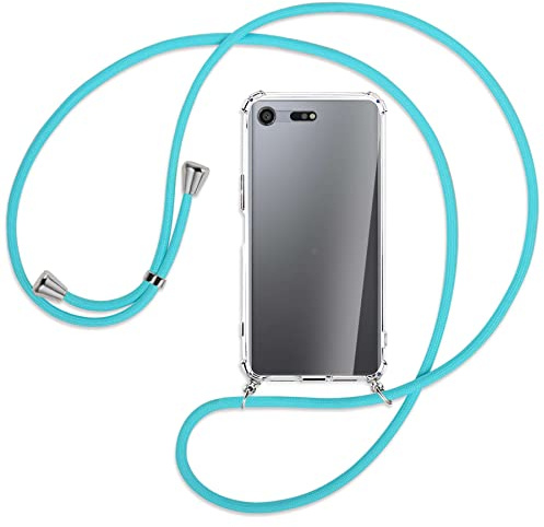 mtb more energy® Handykette kompatibel mit Sony Xperia XZ Premium (G8141, G8142 / 5.5'') - türkis - Smartphone Hülle zum Umhängen - Anti Shock Strong TPU Case