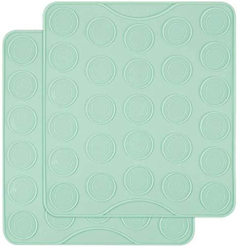 Webake Macaron Silicone Mat Set of 2, Macaroon Baking Mat 54-Cavity, Silicone Template Sheet Baking Pan Liner for Cookie, Pastry Making(Green)