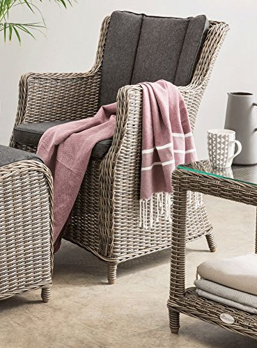 Beauty.Scouts Relaxsessel Sally Rattan Vintage Weiss Polyrattan inkl. Polster anthrazit Gartenstuhl Sessel Stuhl wetterfest BHT 68x83x105cm
