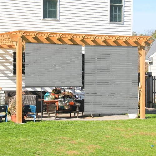 Coarbor Stores d'extérieur enroulables pour pergola, porche, balcon, terrasse - 1,2 x 3 m (l x L) - Gris clair