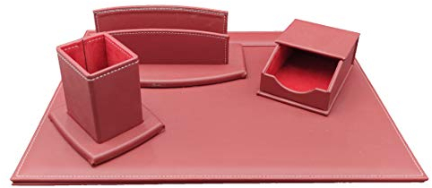 oggettando Schreibtischset aus Kunstleder mit Zubehör bestehend aus aufklappbarem Schreibtisch, Briefablage, Stiftehalter, Zettelhalter (rot)