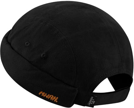 Croogo Causal Brimless Docker-Mütze, verstellbare Totenkappe, Matrosenmütze, Rollmanschette, Retro-Mütze, Angler-Leon-Hüte, Gd31-Schwarz, Einheitsgröße