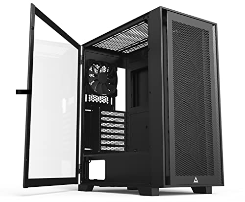 Montech AIR 1000 Lite Black ATX Mid Tower Case/ 3 x 120mm High Airflow Fans Pre-Installed/Swivel Glass Side Panel/Mesh Front Panel/Upgrade Space for High-end GPU and Motherboard