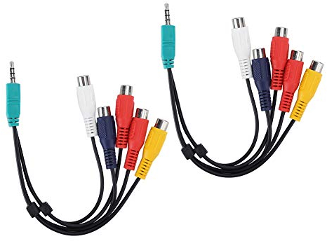 Cable de vídeo para LCD TV Componente Línea de señal Adaptador 3.5+2.5 a 5RCA Video Doble Extremo para Cable AV