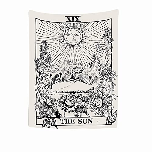 Ulticool - Wandteppich Dekoration Wohnung - Sonne Natur Blumen Tarot Horoskop Vintage Retro - 150 x 200 cm groß - Wandtuch Wandbehänge - Accessoires für Schlafzimmer Wohnzimmer Kinderzimmer