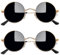 Joopin Retro Sonnenbrille Rund Herren und Polarisierte Sonnenbrille Runde Schwarz Vintage 2 Pack (Gold Schwarz und Gold Schwarz)