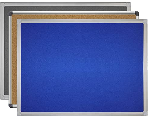 VISCOM® Tableau d'affichage en feutre – Tableau mémo au cadre en aluminium – Panneau d'affichage élégant pour épingler notes, photos, affiches, documents, etc. – 110 x 75 cm, bleu