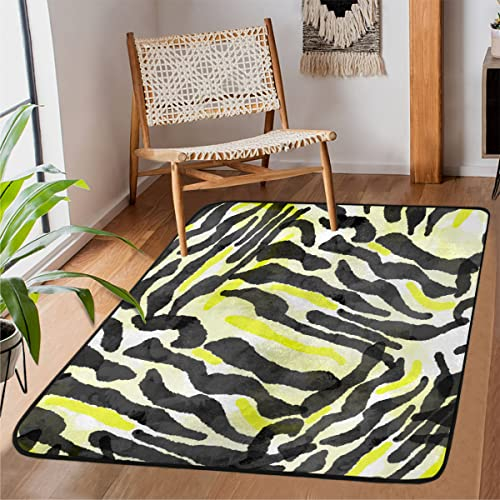Zebra-Streifen-Muster, dicker Bereich, Teppich für Wohnzimmer, Schlafzimmer, Esszimmer, Teppich, zottelig, weich, einzigartiger Teppich, Tierstreifen, rechteckig, kleine Läufermatte, 150 x 100 cm