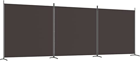 vidaXL Cloison de Séparation 3 Panneaux Séparateur de Pièce Pliable Diviseur Écran d'Intimité Paravent Décoration Salon Marron 525x180 cm Tissu