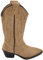 Malu Shoes Stivali donna camperos texani beige dettagli marrone fantasia laser su pelle scamosciata tinta unita altezza polpaccio (37 EU)