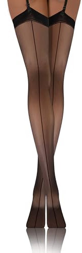 sesto senso Bas Pour Porte-Jarretelles Femmes 20 Den Dessins Sexy Bas Couture PDP 02 M-L 3/4 Noir