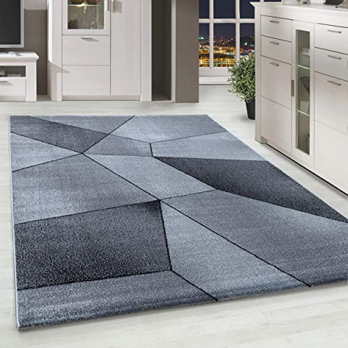 HomebyHome Teppich Wohnzimmer 140x200 cm Grau Abstrakt Geometrisch Design - Schlafzimmer Teppich Kurzflor Extra Weich Pflegeleicht Teppiche für Küche Esszimmer Jugendzimmer Kinderzimmer