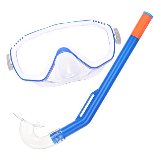 com-four® Set snorkeling 2 pezzi per bambini dai 3 ai 6 anni - Set snorkeling per bambini piccoli - Occhiali subacquei e boccaglio per immersioni (Bambini - trasparenti)