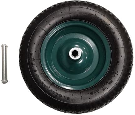 Samuel ALEXANDER Replacement 15 x 3.4 Pneumatic Heavy Duty Garden Wheelbarrow Wheel & Axel In Green