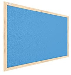 ALLboards Tableau en Liège Bleu Pastel avec Cadre en Bois 60x40cm