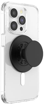 PopSockets PopGrip for MagSafe, Magnetic Phone Grip & Stand, Swappable Top, Secure Grip for iPhone MagSafe Cases, Kickstand for Hands-Free Viewing, Wireless Charging Compatible - Black