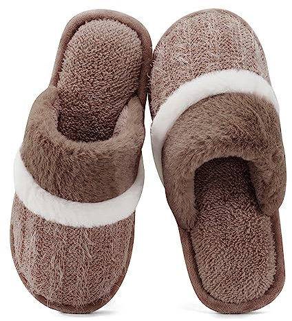 GOEWY Pantuflas acogedoras para mujer, zapatos de casa peludos para interiores y exteriores, con suela antideslizante de espuma viscoelástica, regalos para mujeres, mamá, novia, damas