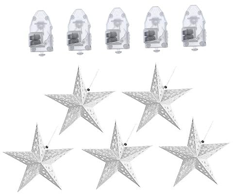 Hemobllo Lampenschirm 1 Satz Pentagramm- Stern aus Papierlaterne Schirm zum Aufhängen an der Decke Weihnachtsdekorationen Weihnachtsschmuck geführte Laterne Kronleuchter-Lampenschirme LED