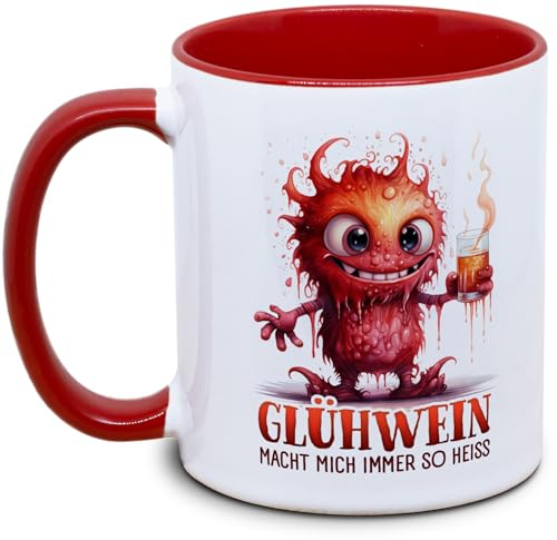 Glühweinmonster-Tasse „Glühwein macht mich immer so heiß!“ – Lustig, Winter, Weihnachtsmarkt, Geschenk