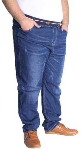 AHMXYG Jeans Coupe Droite pour Hommes Jeans Grande Taille Stretch Élastique Loisir Straight Pantalons en Denim Décontracté (Bleu, 8XL)