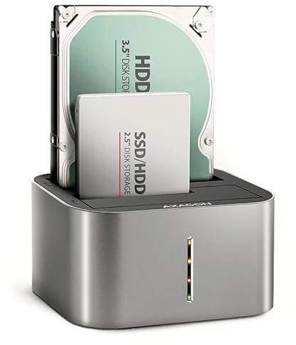 AXAGON ADSA-DC USB3.2 Gen1-2X SATA 6G Clone DUAL HDD Dock Station ASMedia