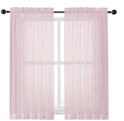 OWENIE Durchsichtige Vorhänge, 137 cm Länge, 2 Stoffbahnen, zarte, luftige Fenstervorhänge für Schlafzimmer, durchscheinende Voile-Vorhänge, 2 Stück, 213 cm breit, 137 cm lang