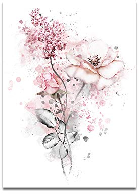 HJOSWVNS Wandbilder Rosa Blume Grau Foto Auf Leinwand Aesthetic Decor Bild Auf Leinwand Bilder Wohnzimmer Leinwand Bilder Wandbilder Wandtattoo Schlafzimmer Badezimmer Room Decor Kein Rahmen 30x40cm