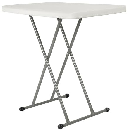 Willonin Kompakter und faltbarer Beistelltisch, tragbar, für den Außenbereich, kleiner Beistelltisch, rechteckig, klappbar, Weiß, 76 x 50 x 50/62/74 cm (weiß)