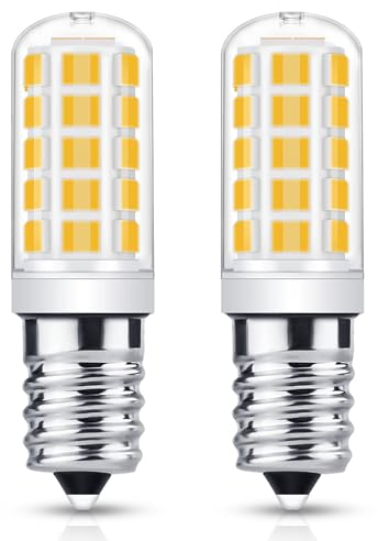 E14 LED Warmweiss Birne, 2700K LED Lampe, 3W für ersatzt 40W Halogen Leuchtmittel, Kühlschranklampe 410LM Nicht Dimmbar, Kein Flackern Led Mais Birne für Dunstabzugshaube Wandlampen, 2 Stück