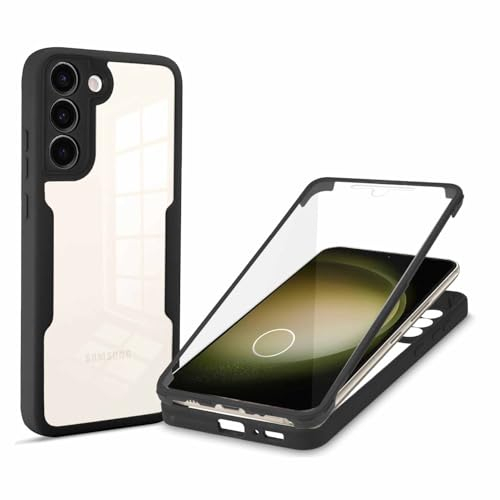 Wigento Für Samsung Galaxy S24 360 Grad Full Cover Acrylic Hybrid TPU Schutz Handy Hülle Schwarz