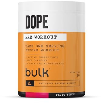 Bulk Dope Pre-Workout Powder | Fruit Punch | 3g Creatine per Serving | 200mg Caffeine | Citrulline Malate & Arginine AKG | Beta-Alanine | Energy, Focus & Performance | 510g Supplement