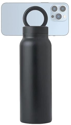 Bouteille d'eau magnétique en acier inoxydable, 710 ml, bouteille de sport isotherme avec support de téléphone, bouteille de sport magnétique pour l'équitation et la salle de sport en plein air