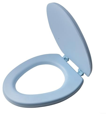 URPIZY Abattant de WC en EVA imperméable et rembourré amovible, pour salle de bain, bleu clair, en forme de V