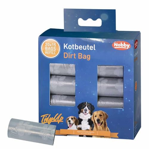 Nobby TidyUp Kotbeutel mit Pfotendruck Vorratspack hellgrau 20 Rollen á 15 Beutel