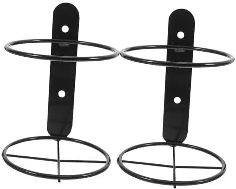 VALICLUD Iron Black Wall Mounted Wine Rack Single Bottle Holder 2pcs | Wine Holders for Wine Bottles, Bar Shop Use, Upper Hole 8.7cm Lower 9.5cm