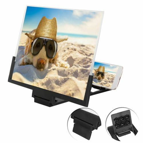 CHSG 14“ Bildschirmlupe Smartphone, Smartphone Mobile Bildschirmlupe 3D Handy für Movie Game HD Video, mit Klappständer Halterung Portable Movie Video Game für Geschenke