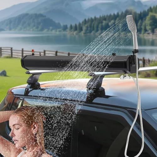 FJYAWEN Druckwassertank, Tragbare Camping-Solardusche, 18/20/30L Tragbarer Wassertank Mit 4,9 Fuß Wasserschlauch Und Duschkopf Für Camping,7.93gal/30L