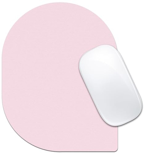 Velluxion Contoured Oval Mouse Pad 6x8in Non-Slip for Laptop,Pink | Portable water-drop mousepad with rubber non-slip base, smooth surface for precise cursor control, for travel and office