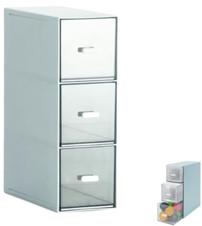ZORVYN Boîte à thé avec 3 tiroirs transparents Distributeur de sachets de thé Empilable Rangement pour capsules de café Cuisine Bureau Cosmétique