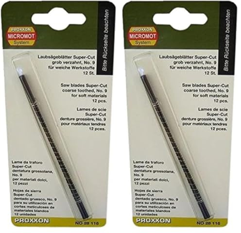 Proxxon Super-Cut-Laubsägeblatt für Holz, grob v, 28116, Grosses dents, Silber (Packung mit 2)