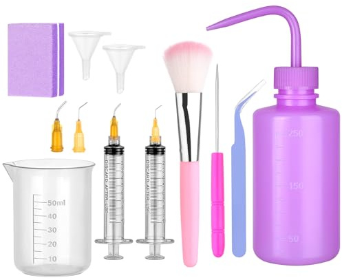 YXSJAS 10 Pcs Snow Globe Tumbler Supplies Snowglobe Tumbler Supplies Kit Including Squeeze Bottle Tweezers Funnels Measuring Cup Craft Awl Buffer Brush for Glitter Snowglobe Tumblers Craft Cup Making